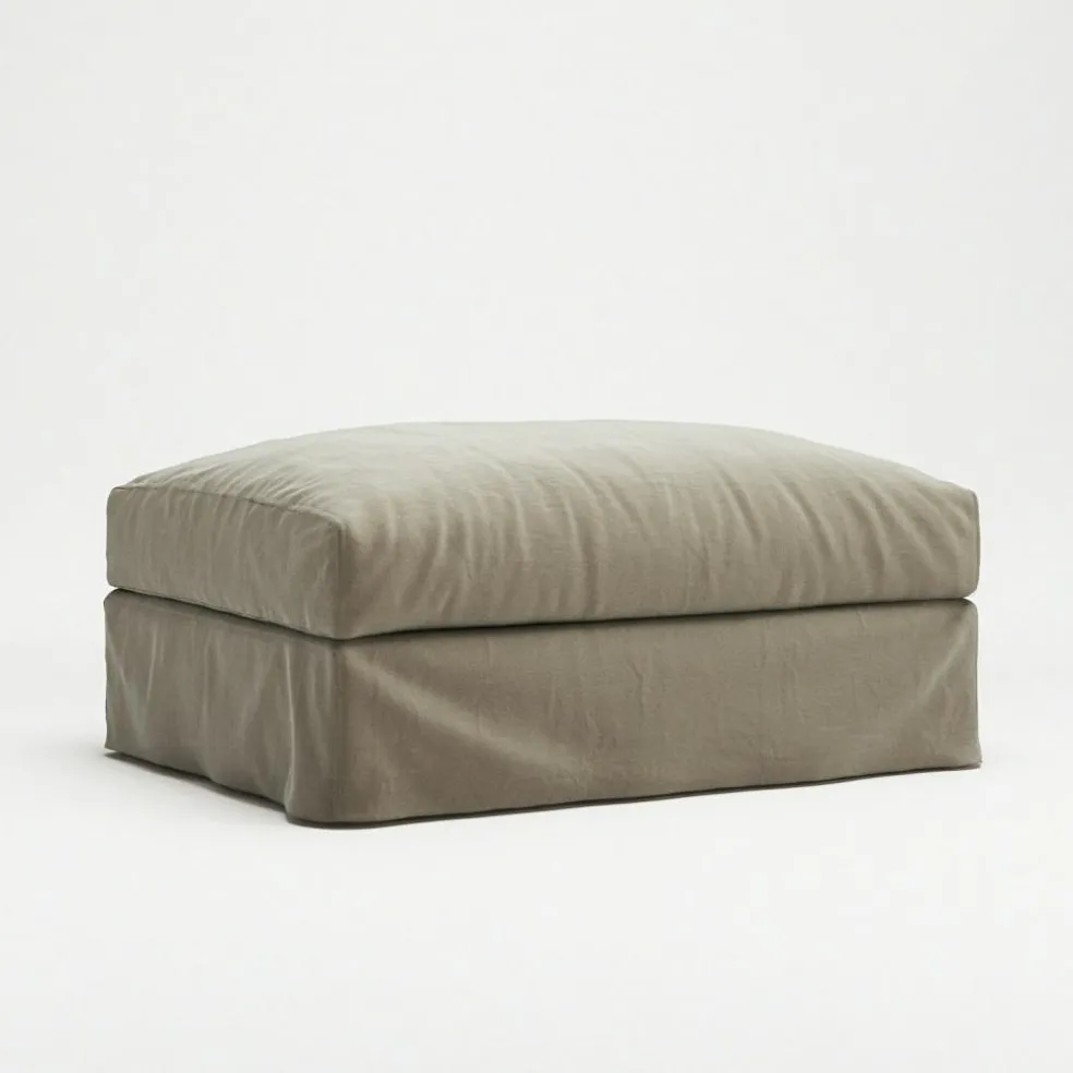 Le Grand Air Footstool Linen, Misty Grey