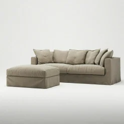 Le Grand Air Footstool Linen, Misty Grey