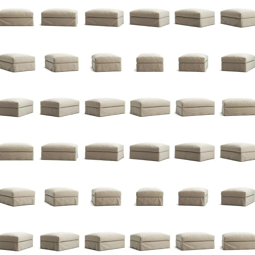 Le Grand Air Footstool Linen, Misty Grey