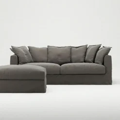 Le Grand Air Footstool Linen, Misty Grey