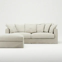 Le Grand Air Footstool Linen, Misty Grey