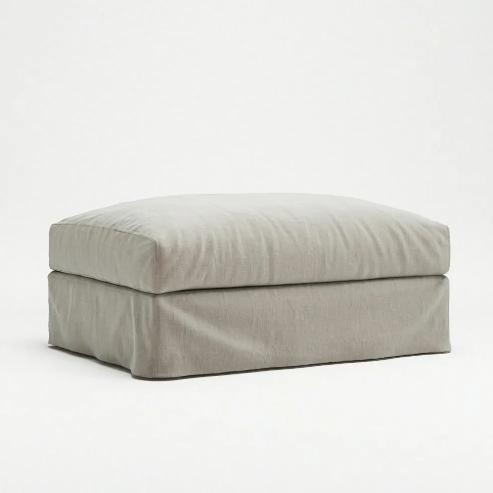 Le Grand Air Footstool Linen, Misty Grey