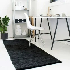 Leather Rug 65x135, Black