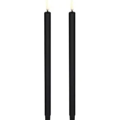 LED Mini Taper Candle Plain Black, 1,3 x 13,8 cm