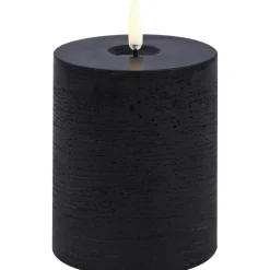 LED Pillar Candle Melted 7,8x10,1 cm, Forest Black