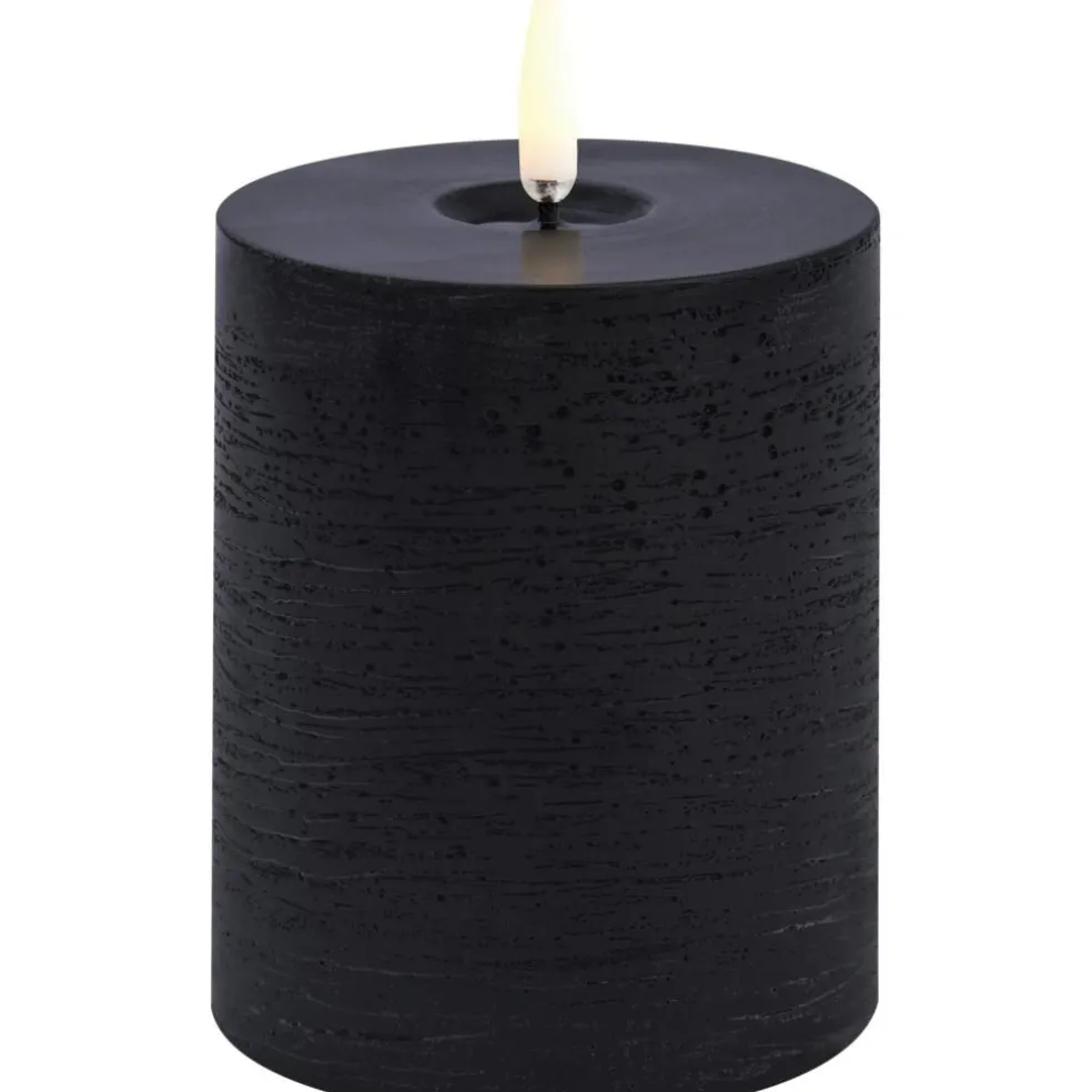 LED Pillar Candle Melted 7,8x10,1 cm, Forest Black