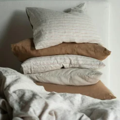 Linen Cushion Cover 50x50 cm, Hazelnut Stripe