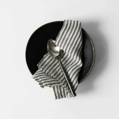 Linen Napkin 45x45 cm, Grey / White