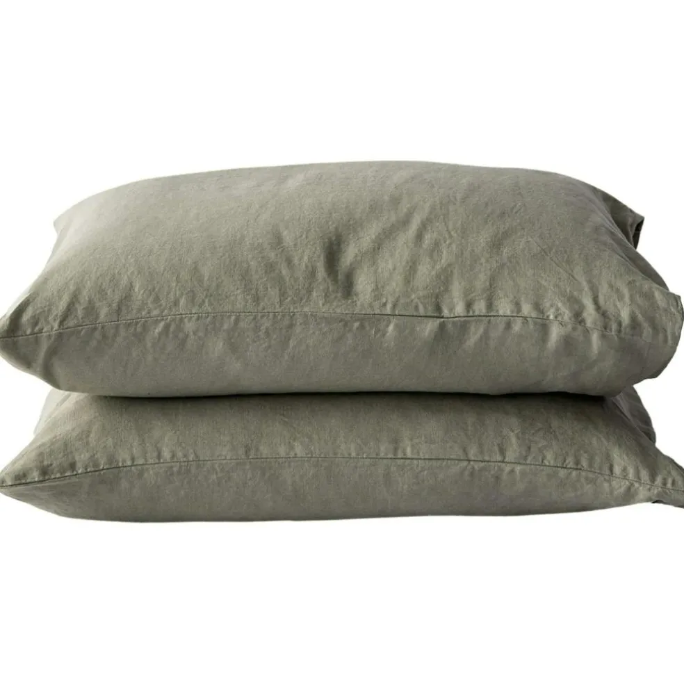 Linen Pillowcase 50x60 cm 2-pack, Olive