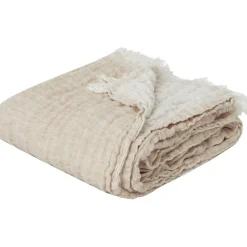 Linen Throw 130x170 cm, Off-white / Desert Beige