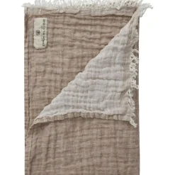 Linen Throw 130x170 cm, Off-white / Desert Beige