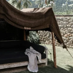 Linen Throw 130x170 cm, Off-white / Desert Beige