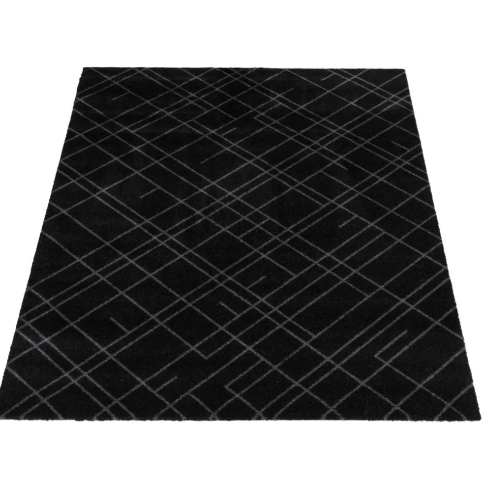 Lines Door Mat Black / Grey, 130x90 cm