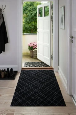 Lines Door Mat Black / Grey, 130x90 cm
