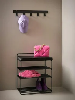 Lower East Shoe Rack, White / Cognac