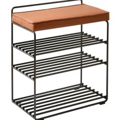 Lower East Shoe Rack, White / Cognac