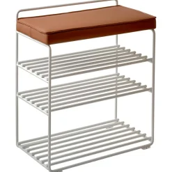 Lower East Shoe Rack, White / Cognac