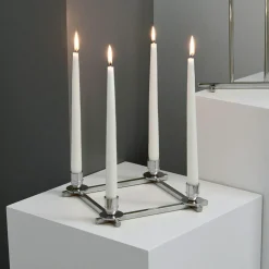 Lucia Candlestick for 4 Candles, Brass