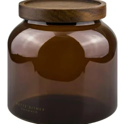 Luna Glass Jar With Lid 13 cm, Brown