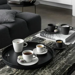 Manufacture Rock Coffee Cup With Saucer, Black