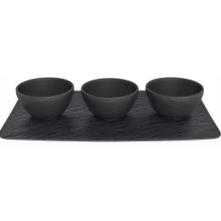 Manufacture Rock Dip Bowl, Black 4-pack