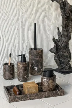 Marble Toothbrush Holder, Black/Grey