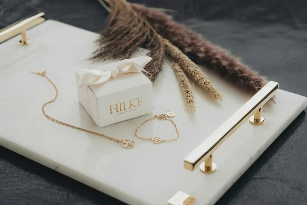 Marbletray with Handles, White / Brass