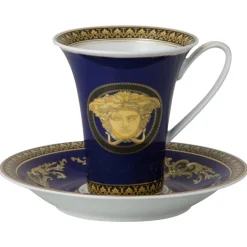 Medusa Blue Coffee Cup With Saucer, 18 cl