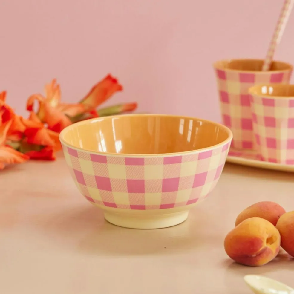 Melamine Bowl 70 cl, Check Pink