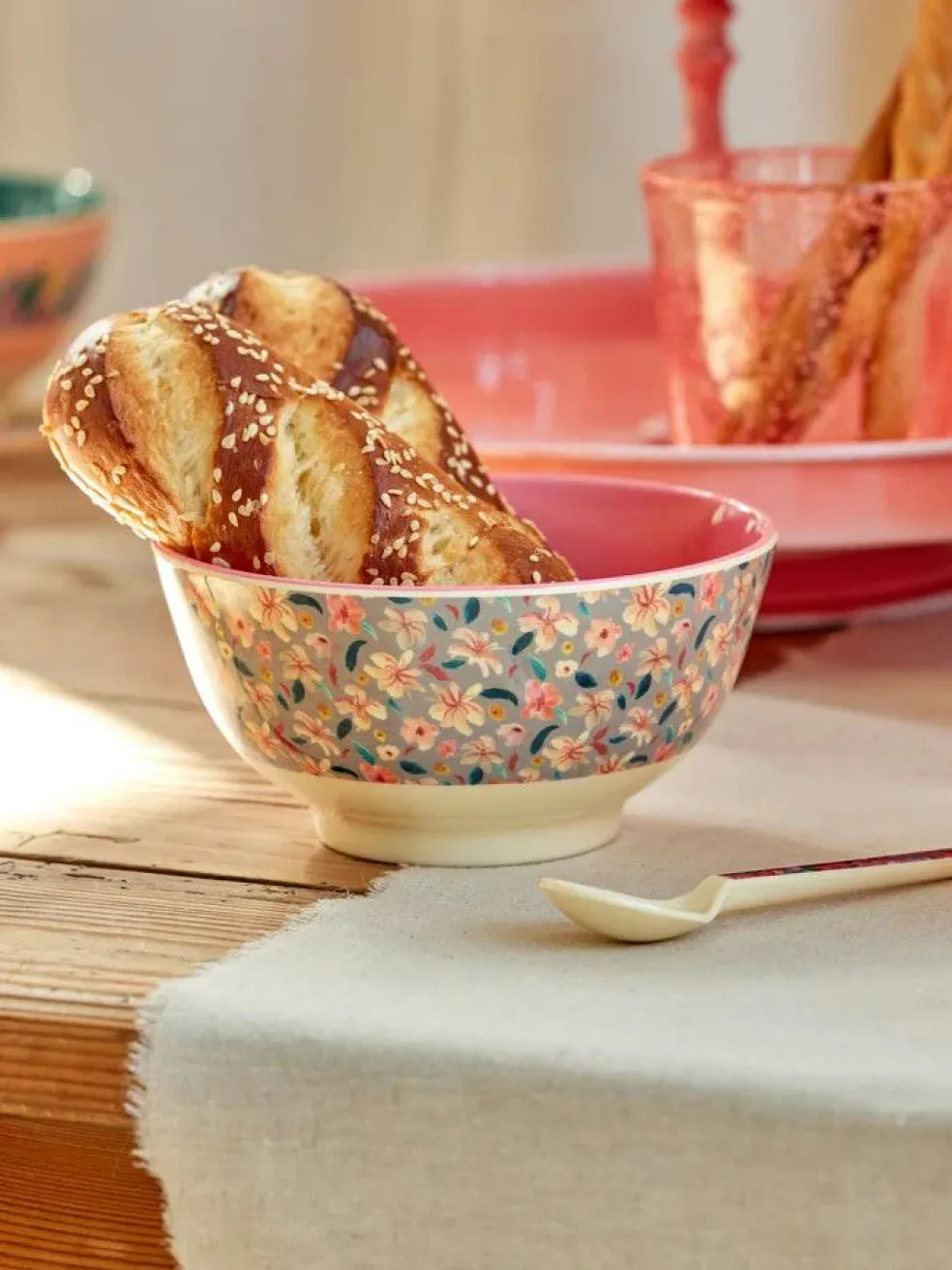 Melamine Bowl 70 cl, Check Pink