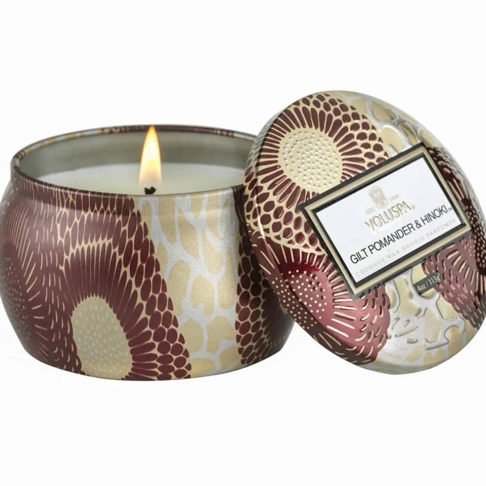 Minitin Scented Candle, Gilt Pomander & Hinoki