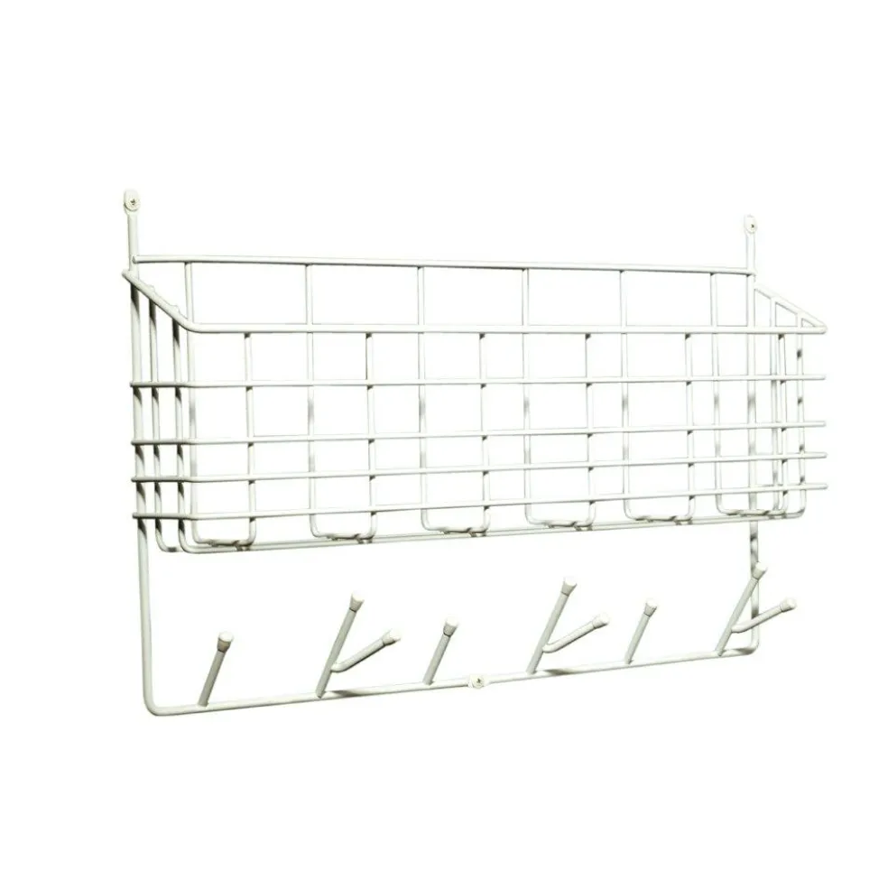 Mitten Shelf Storage/Hooks, White