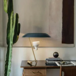 Model 548 Table Lamp, Polished Brass / Grey