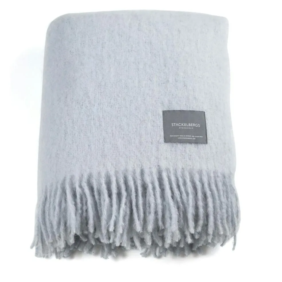 Mohair Blanket Rolled Fringe 130x170 cm, Olive Green