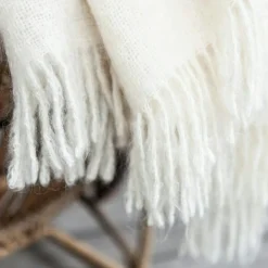 Mohair Blanket Rolled Fringe 130x170 cm, Olive Green