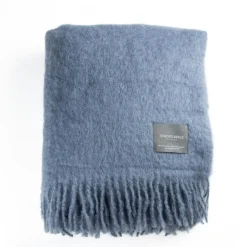 Mohair Blanket Rolled Fringe 130x170 cm, Olive Green