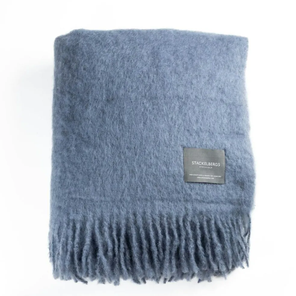 Mohair Blanket Rolled Fringe 130x170 cm, Olive Green