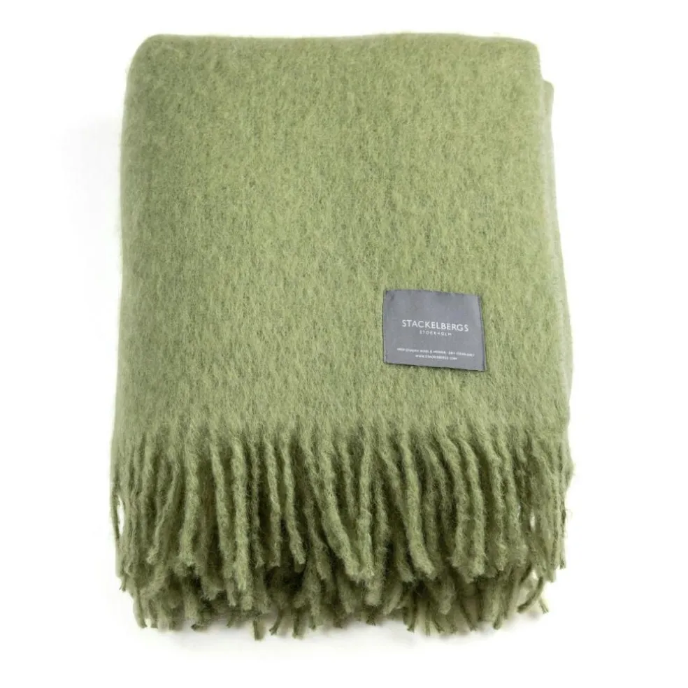 Mohair Blanket Rolled Fringe 130x170 cm, Olive Green