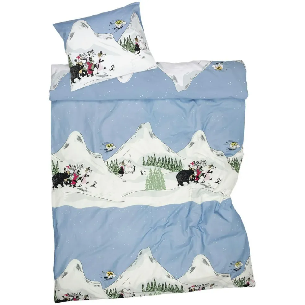 Moomin Winter 2024 Bed Set 150x210 cm, Ski jumping