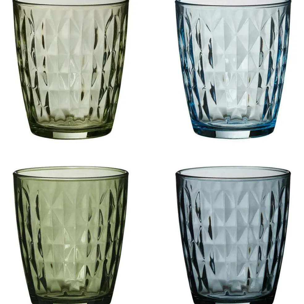 Mosaik Drinking Glass 4-pack 34 cl, Green Blue