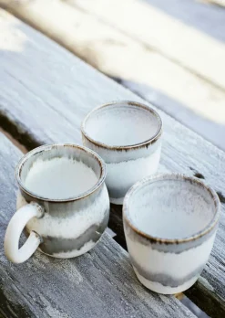 Mug With Ear Ø8 cm, Grey / White