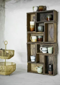 Mug With Ear Ø8 cm, Grey / White