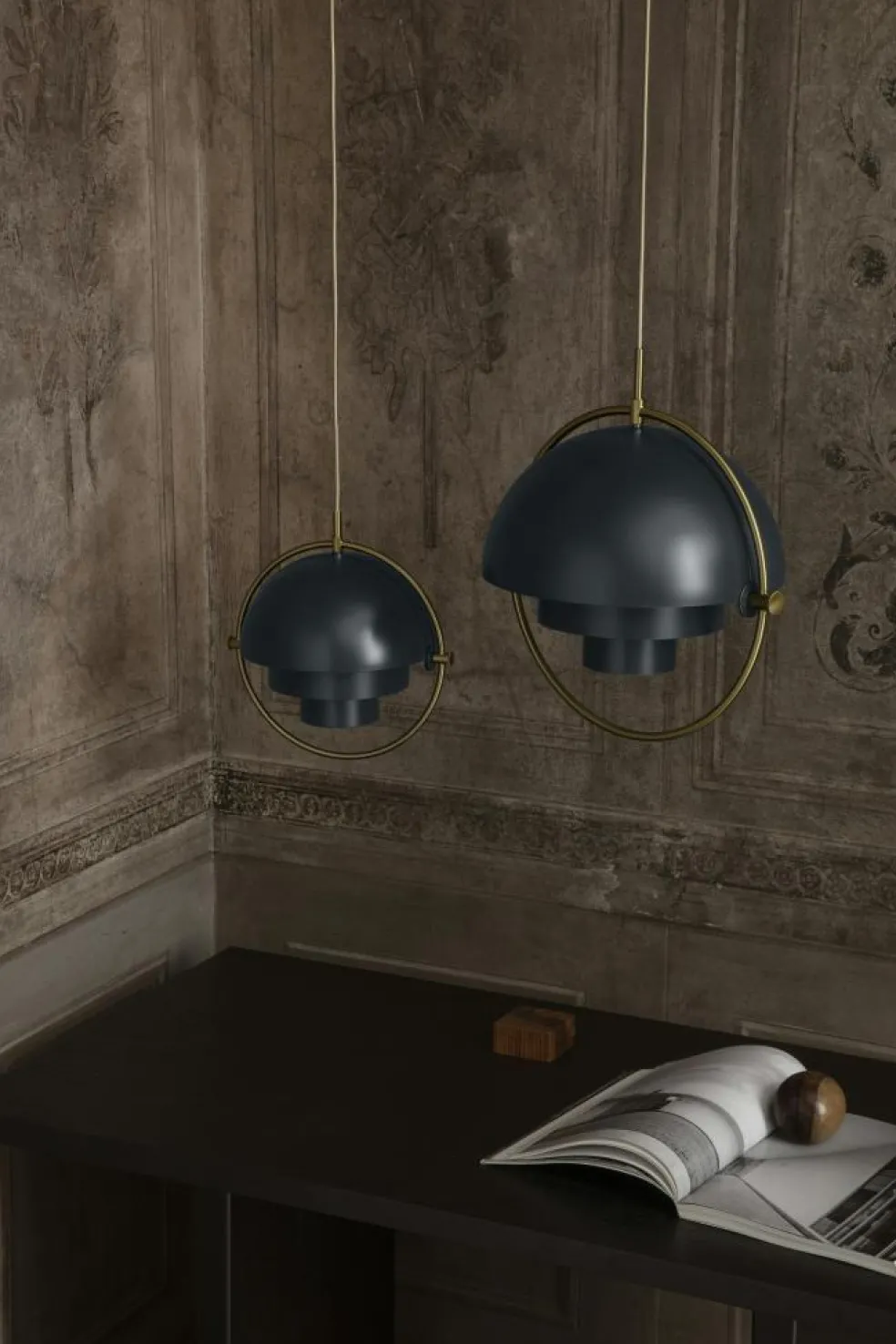 Multi-Lite Pendant 36 cm, Brass / Sea Grey Semi-matte