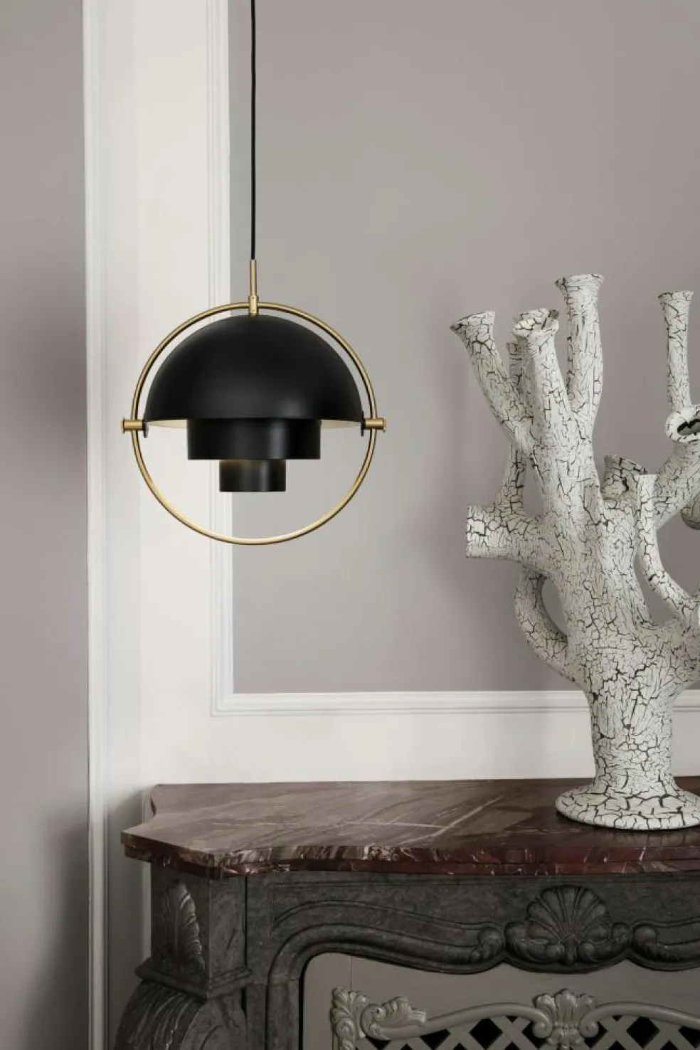 Multi-Lite Pendant 36 cm, Brass / Sea Grey Semi-matte