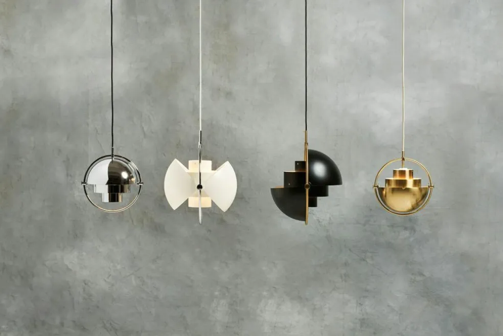 Multi-Lite Pendant 36 cm, Brass / Sea Grey Semi-matte