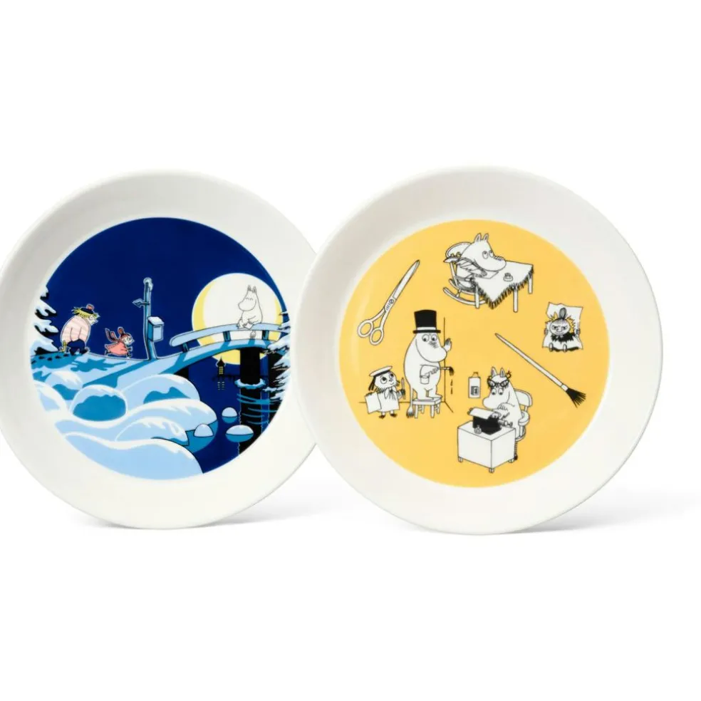 Mumin Plates 19 cm 2-pack, Office & Winter Night