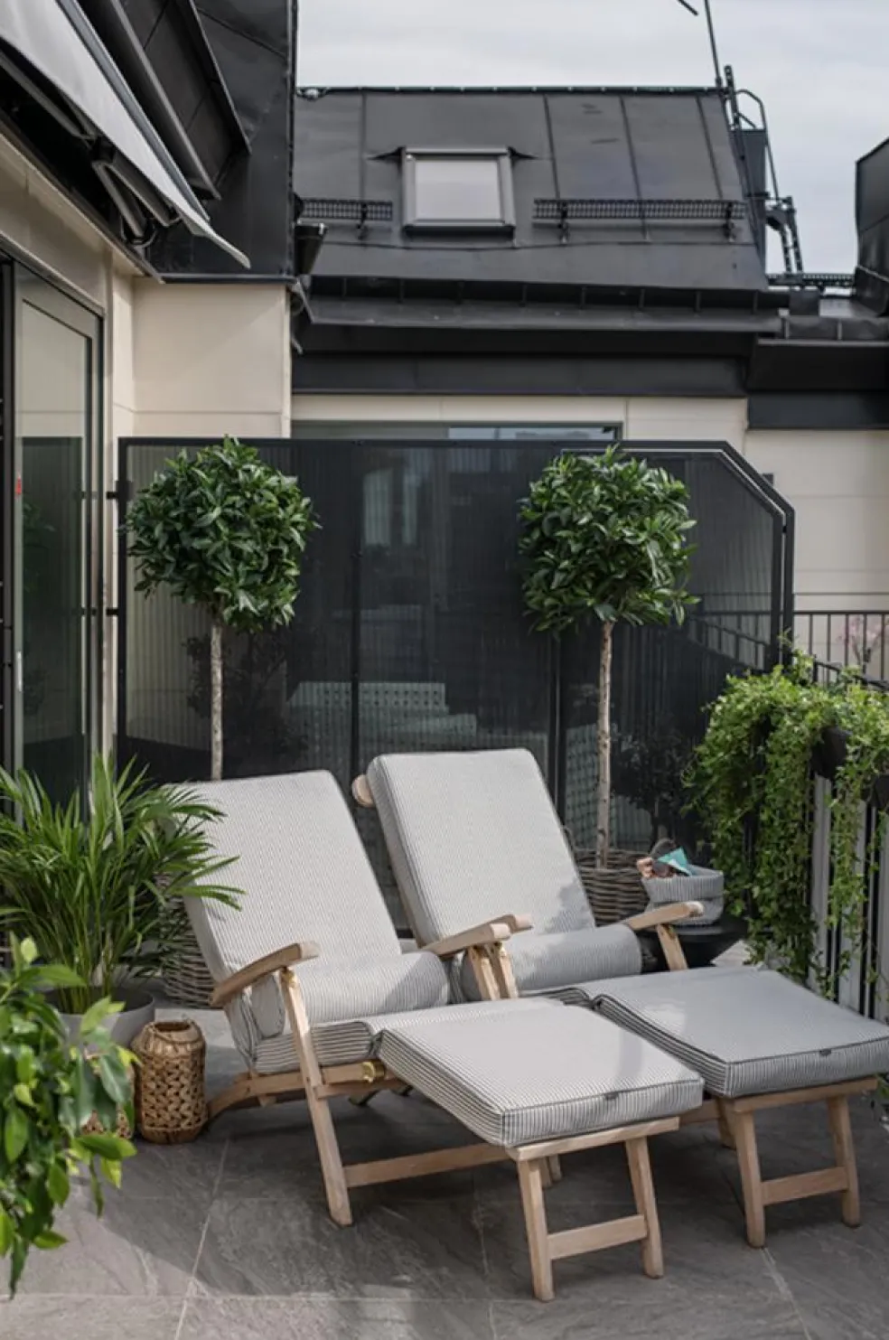 Narrow Stripe Sunbed Cushion 50x186 cm, Grey