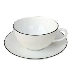 Natur Tea Cup With Saucer, Round, Snow