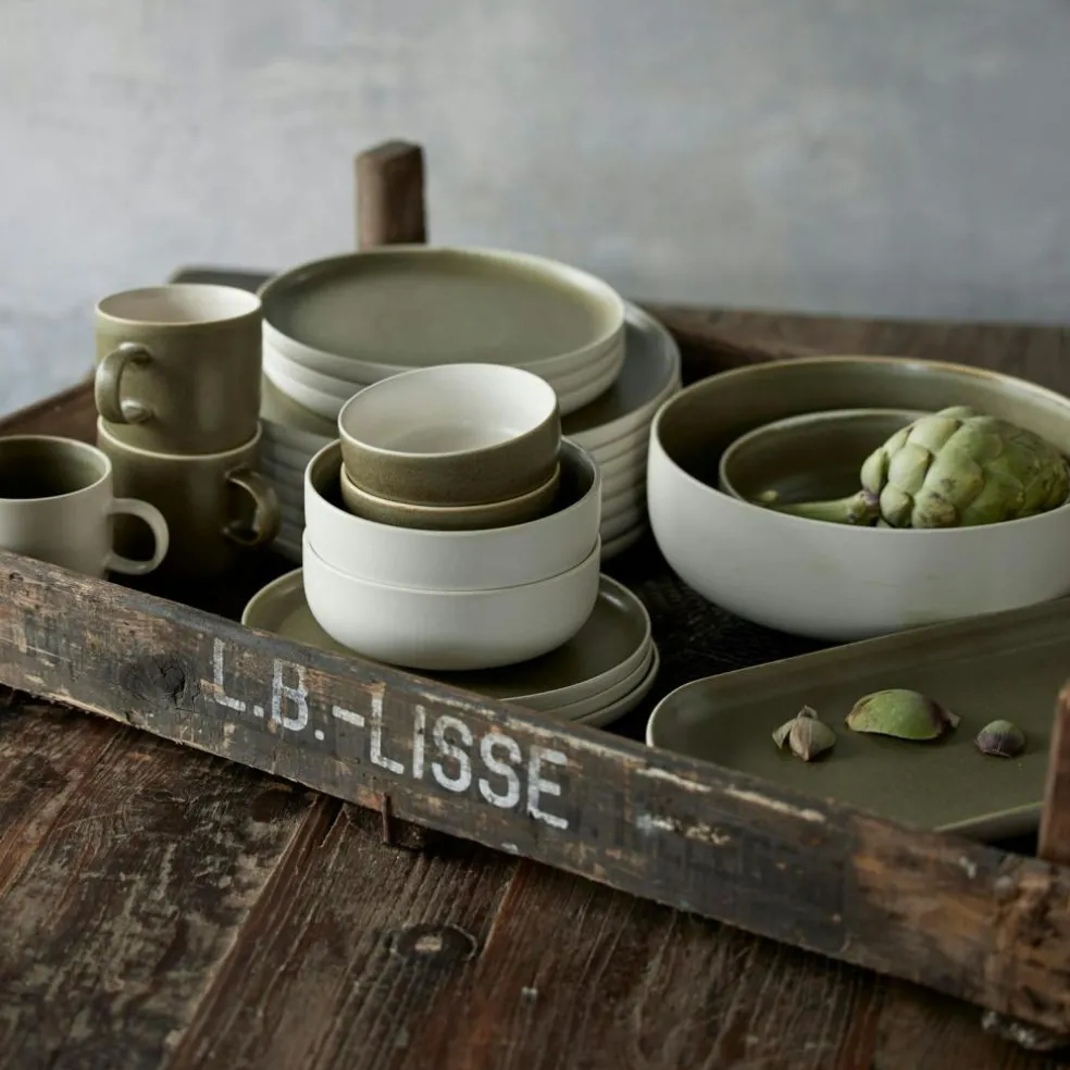 North Bowl 11 cm, Matte White/Shiny Moss