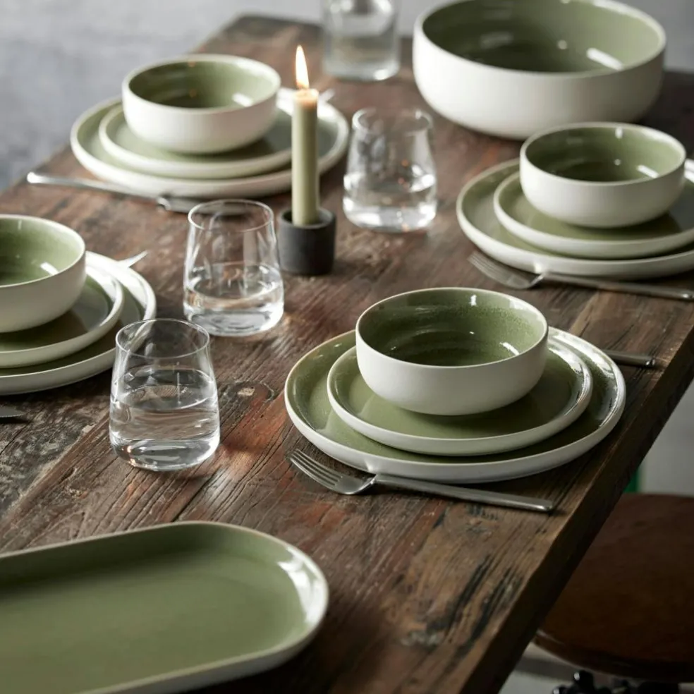 North Bowl 11 cm, Matte White/Shiny Moss